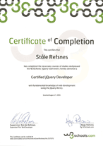 jQuery Certificate