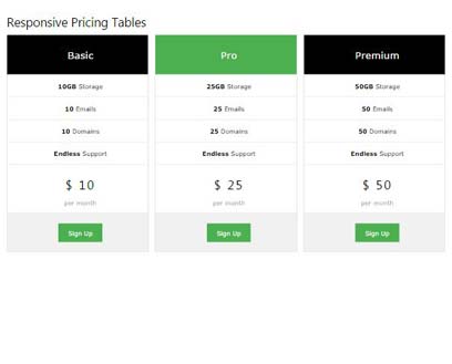 Demo Pricing Table